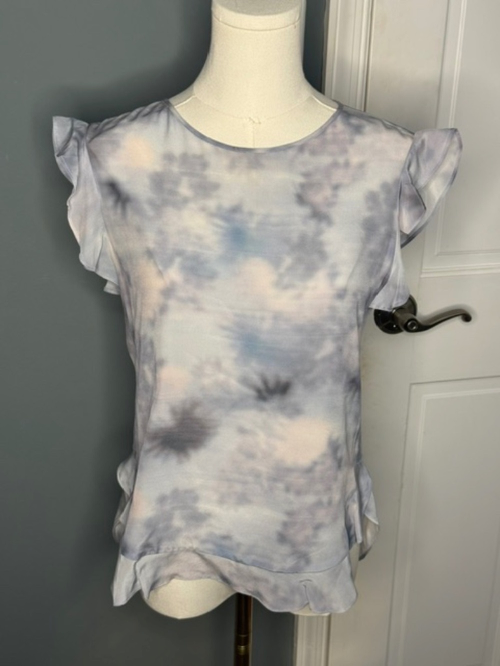 Rebecca Taylor Silk Tie Dye Flutter Sleeve Blouse Size 0